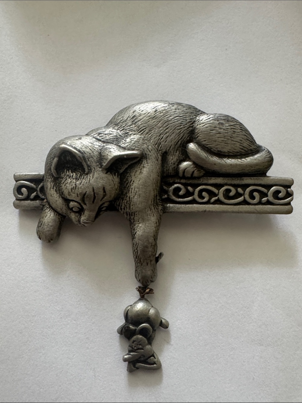 Whimsical JJ Cat & Mouse Brooch
